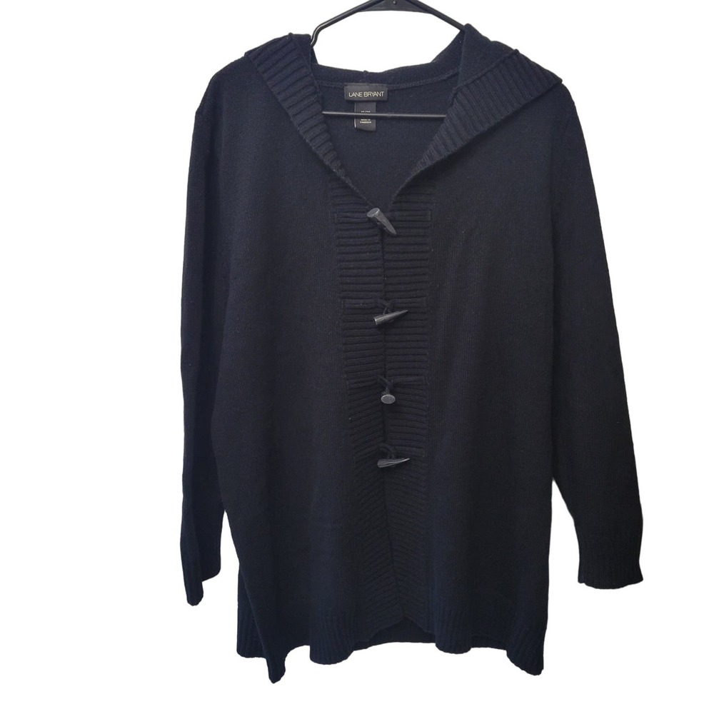 Lane Bryant Black Hooded Kit Button Sweater size 18/20
